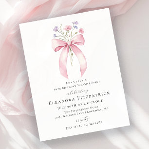 BUDGET SURPRISE 30th Birthday Pink Bow Invite