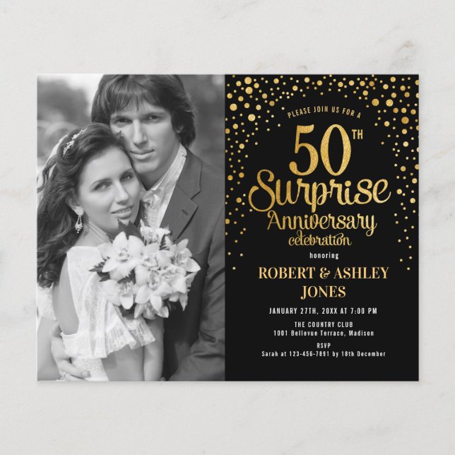 Budget Surprise 50th Anniversary with Photo Invite Flyer (Front)