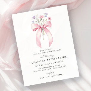 BUDGET SURPRISE 50th Birthday Pink Bow Invite