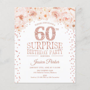 Budget Surprise 60th Birthday - Rose Gold Invite Flyer