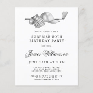 BUDGET Surprise Golf 50th Birthday Invitation
