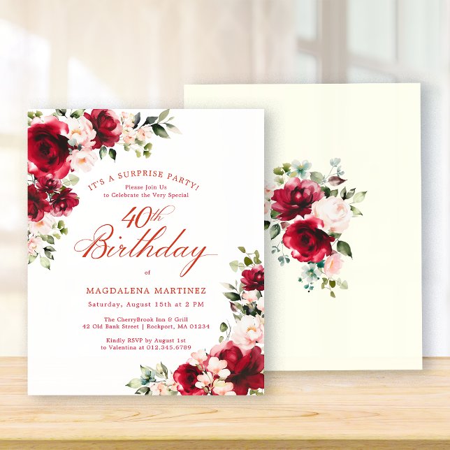 BUDGET SURPRISE PARTY 40th Birthday Pink Red Rose (Creator Uploaded)