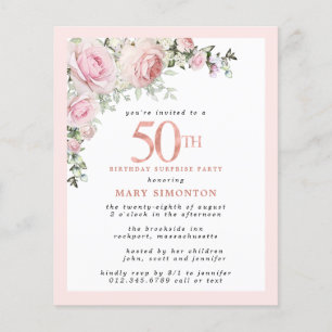 BUDGET SURPRISE PARTY 50th Birthday Pink Floral