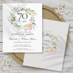 Budget Surprise Party 70th Anniversary Invitation<br><div class="desc">Featuring a delicate watercolor floral greenery garland,  this chic botanical surprise party 70th wedding anniversary budget invitation can be personalised with your special platinum anniversary information. The reverse features a matching floral garland framing the anniversary dates in elegant text. Designed by Thisisnotme©</div>