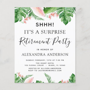 Budget Surprise Retirement Party Tropical Flyer