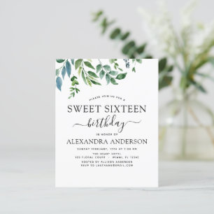 Budget Sweet 16 Birthday Botanical Greenery
