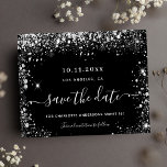 Budget Sweet 16 black silver save the date<br><div class="desc">A girly and trendy Save the Date card for a Sweet 16,  16 th birthday party. A classic black background decorated with faux silver glitter dust. Personalise and add a date and name/age.  The text: Save the Date is written with a large trendy hand lettered style script.</div>