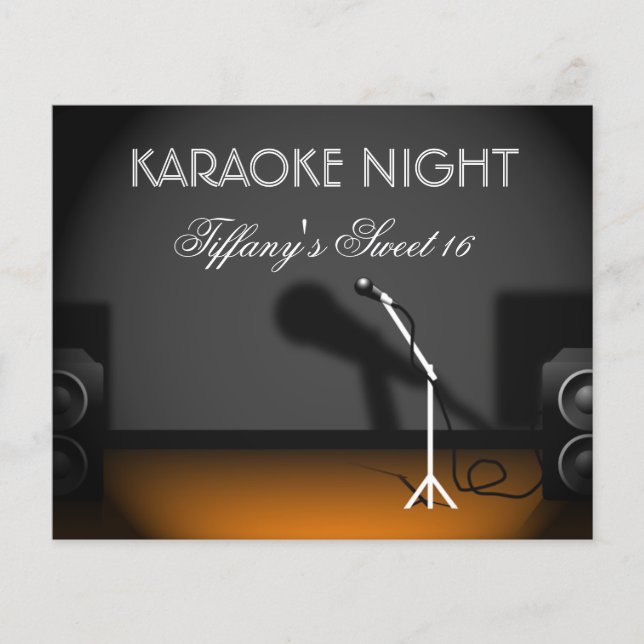 Budget Sweet 16 karaoke night party Invitation (Front)