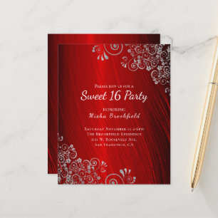 Budget Sweet 16 Party  Ruby Red Invitation