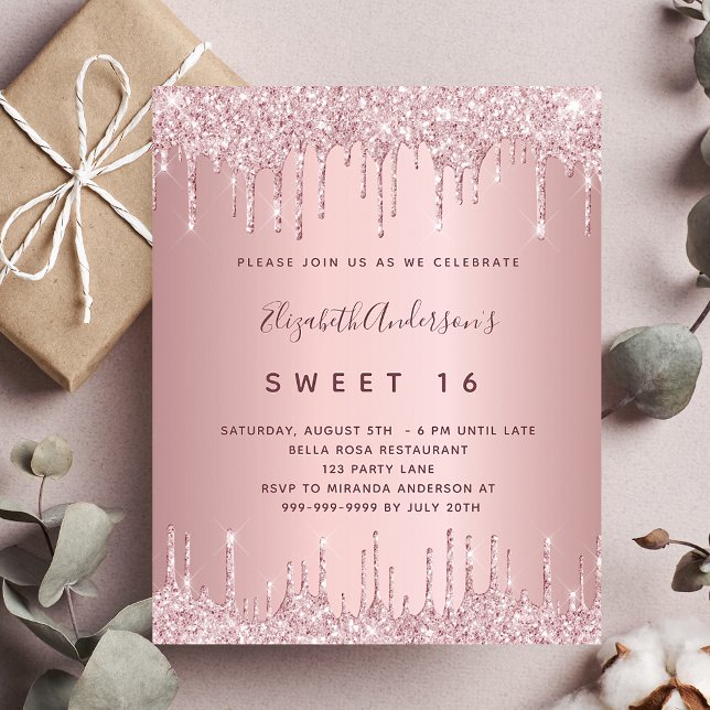 BUDGET Sweet 16 pink dusty rose glitter birthday (Creator Uploaded)