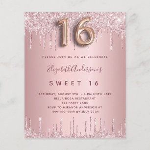 BUDGET Sweet 16 pink dusty rose glitter birthday