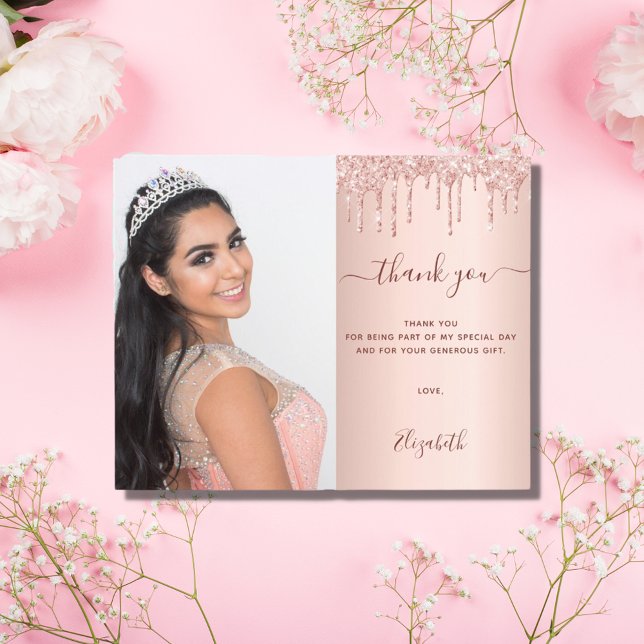 Budget Sweet 16 rose blush photo QR code thank you (Creator Uploaded)