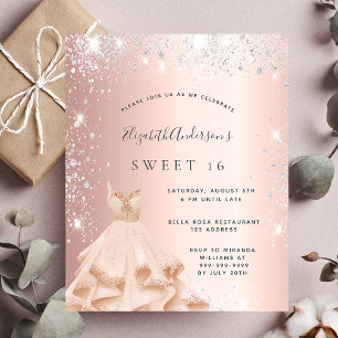 Budget Sweet 16 rose gold silver glitter dust