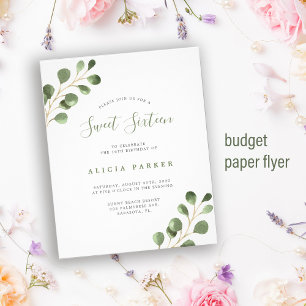 Budget Sweet 16 simple birthday party invitation Flyer