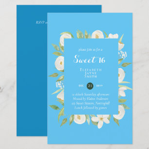 BUDGET Sweet 16, Sixteenth Birthday Floral Invite