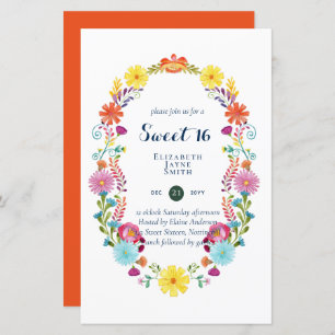 BUDGET Sweet 16, Sixteenth Birthday Floral Invite