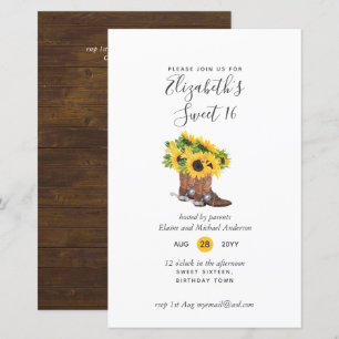 BUDGET Sweet 16, Sixteenth Birthday Floral Invite