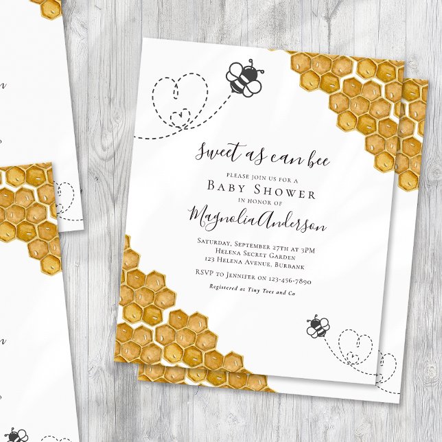 Budget Sweet as Can Bee Baby Shower Invitation (Creator Uploaded)