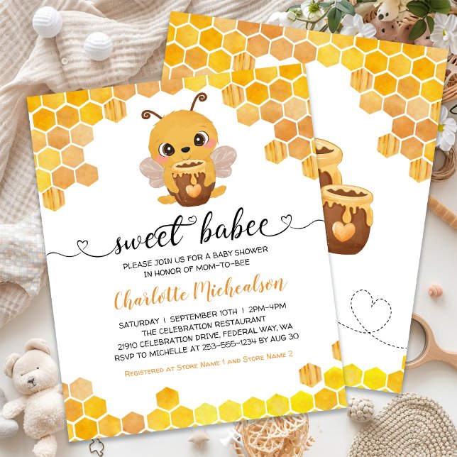 BUDGET Sweet Bee Baby Shower Neutral Invitation (BUDGET Sweet Bee Baby Shower Neutral Invitation)