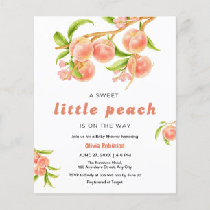 Budget Sweet Little Peach Fruit Baby Shower Invite Flyer