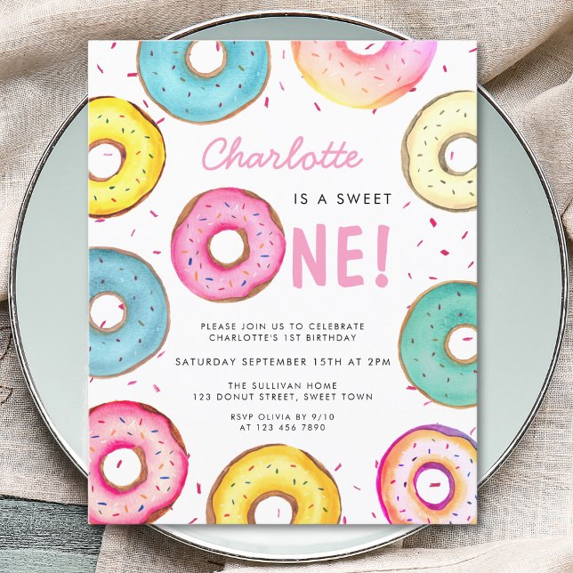 Budget Sweet One Doughnuts 1st Birthday Invitation (Creator Uploaded)