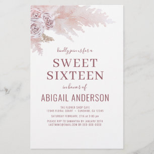 Budget Sweet Sixteen Boho Chic Birthday Invitation Flyer