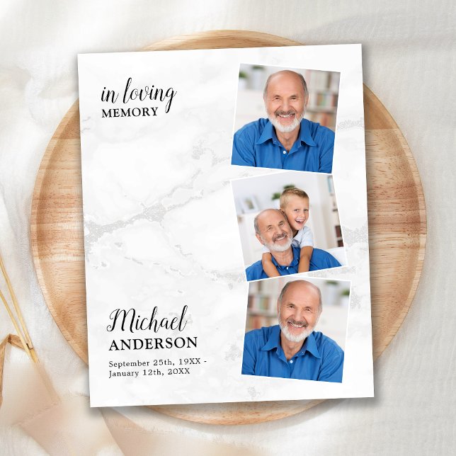 Budget Sympathy 3 Photo Funeral Thank You Card (Creator Uploaded)