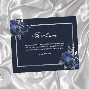 Budget sympathy blue floral silver thank you photo