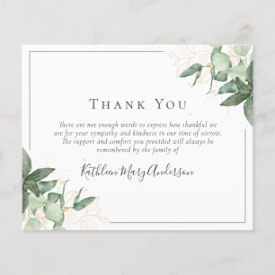 BUDGET Sympathy Eucalyptus Funeral Thank You Note