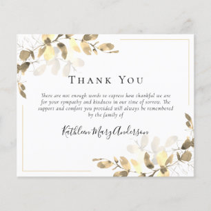 BUDGET Sympathy Eucalyptus Funeral Thank You Note 