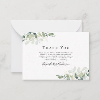BUDGET Sympathy Eucalyptus Funeral Thank You Note Card