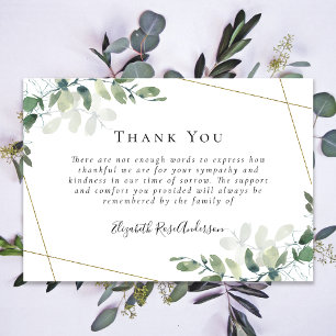 BUDGET Sympathy Eucalyptus Funeral Thank You Note Card