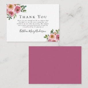 BUDGET Sympathy Floral Funeral Thank You Note Card