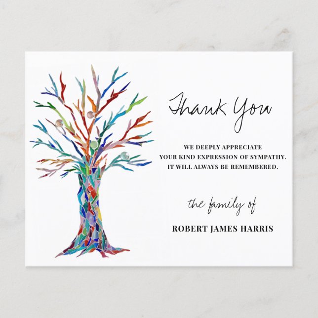 Budget Sympathy Funeral Memorial Tree Thank You  (Front)