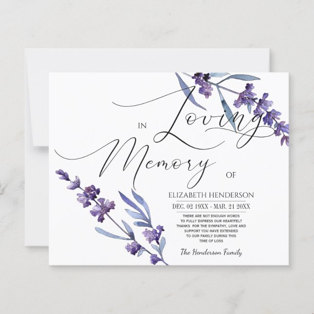 Budget Sympathy Memory /Thank you. (Front)