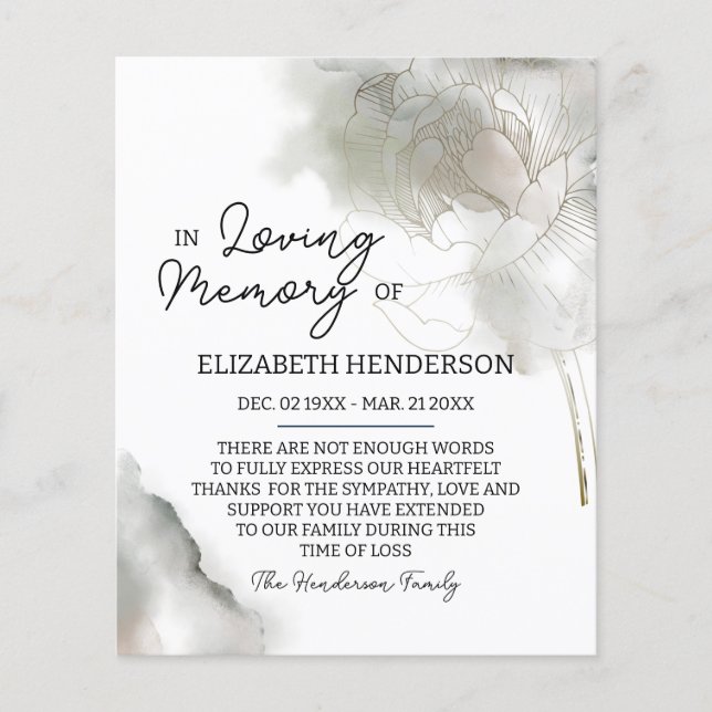 Budget Sympathy Memory /Thank you. (Front)