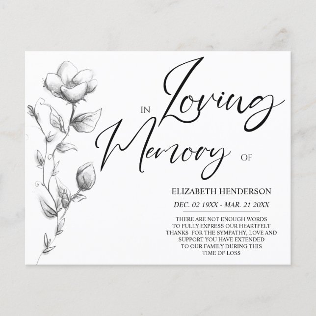 Budget Sympathy Memory /Thank you. Flyer (Front)