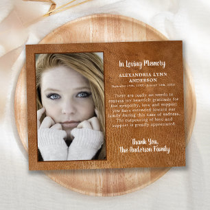 Budget Sympathy Photo Funeral Thank You Leather   