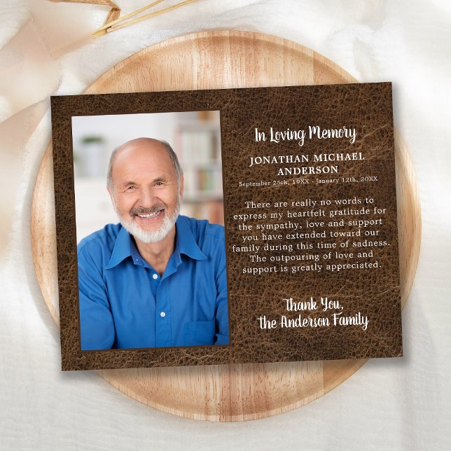 Budget Sympathy Photo Funeral Thank You Leather  (Creator Uploaded)