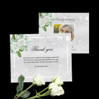 Budget sympathy silver floral photo thank you