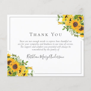 BUDGET Sympathy Sunflower Funeral Thank You Note