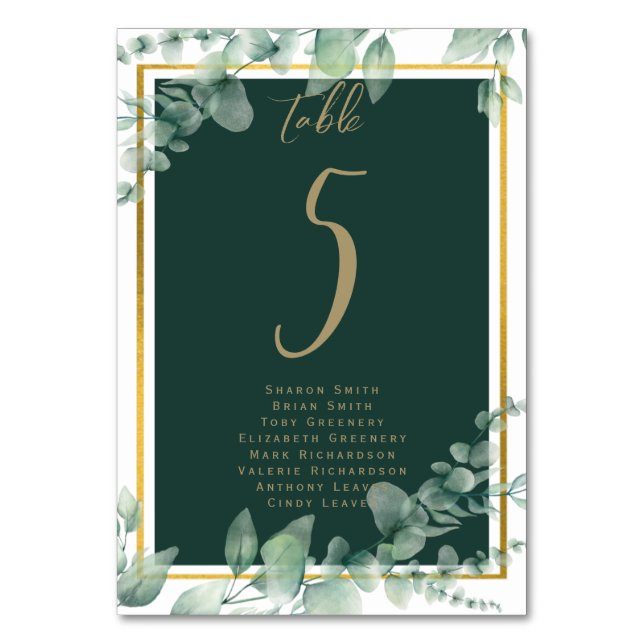 BUDGET Table Number Seating Greenery Eucalyptus (Front)