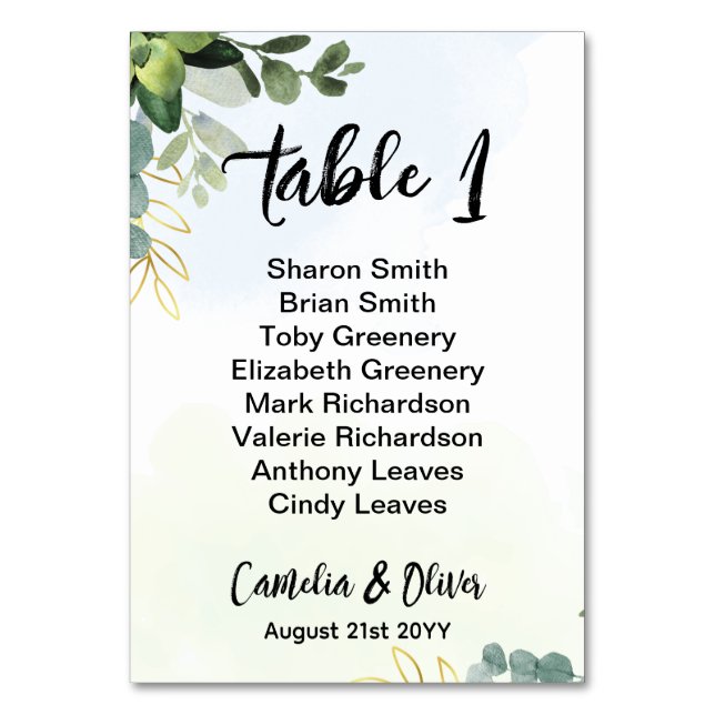 BUDGET Table Number Seating Greenery Eucalyptus (Front)