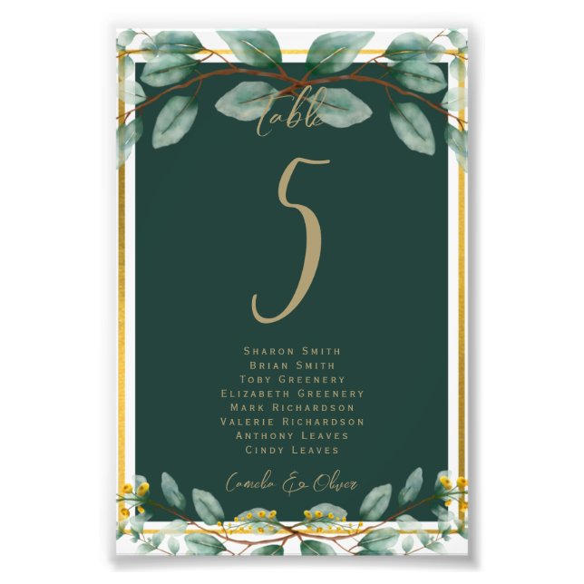 BUDGET Table Number Seating Greenery Eucalyptus Photo Print (Front)