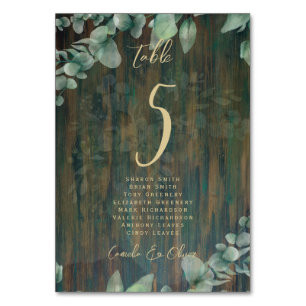 BUDGET Table Number Seating RUSTIC Greenery