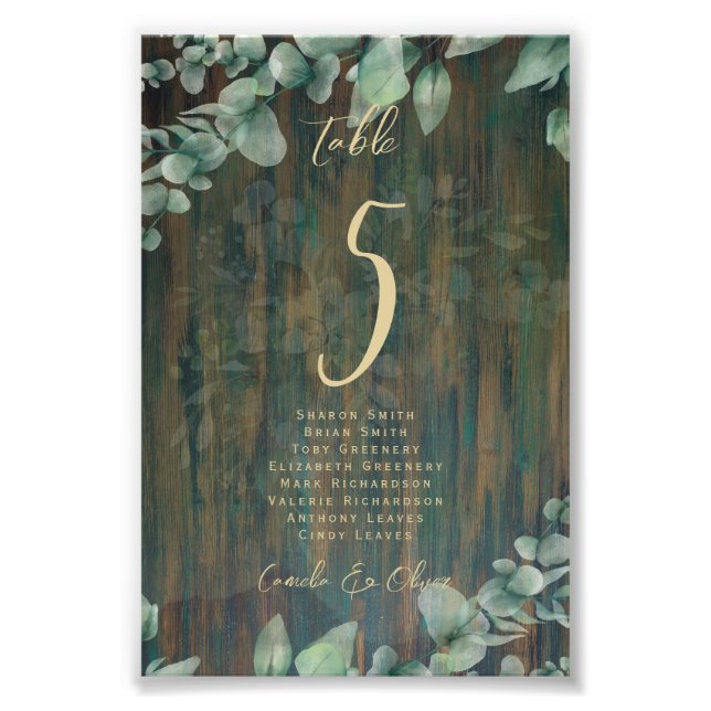 BUDGET Table Number Seating RUSTIC Greenery Photo  Print (Front)