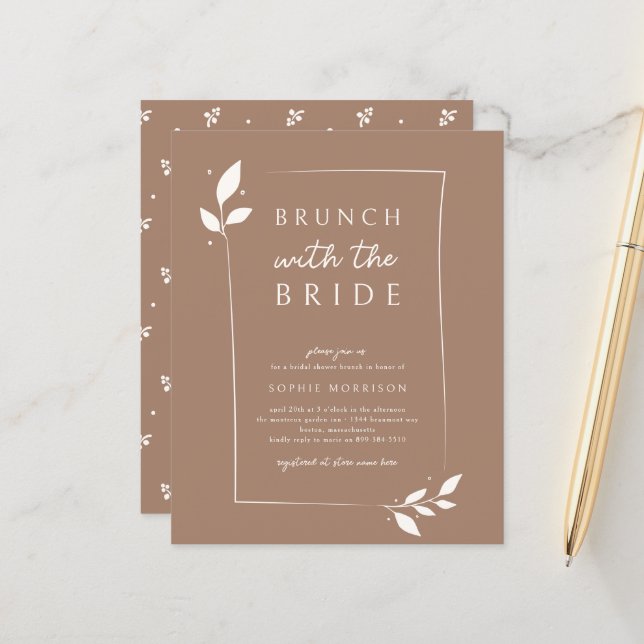 Budget Tan Botanical Brunch Bridal Shower (Front/Back In Situ)