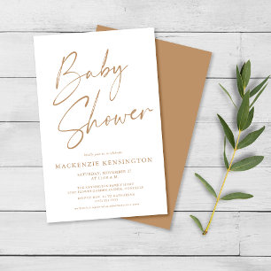 Budget Tan Earth Tones Script Baby Shower FLYER