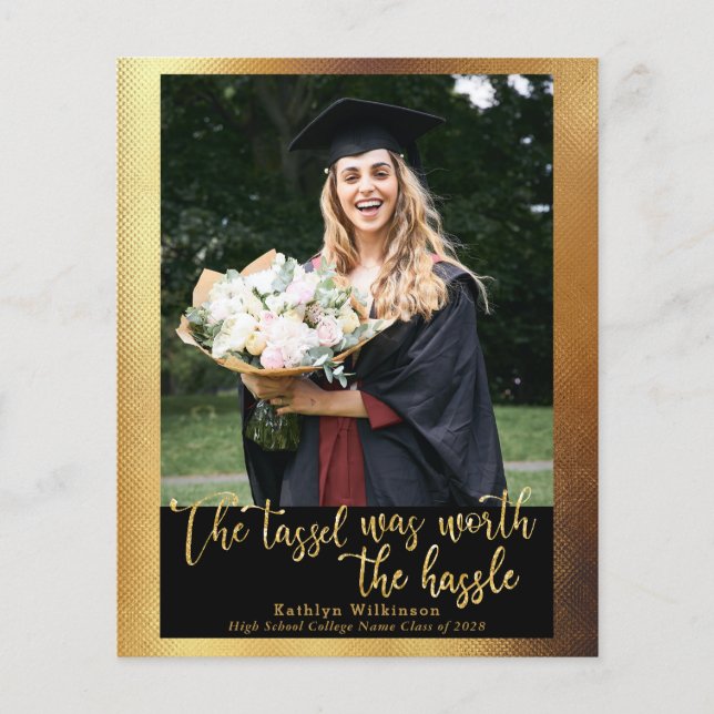 BUDGET Tassel was Worth 4 Photo Grad Announcement (Front)