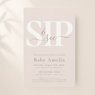 Budget Taupe Simple Boho Script Boho Sip And See Flyer